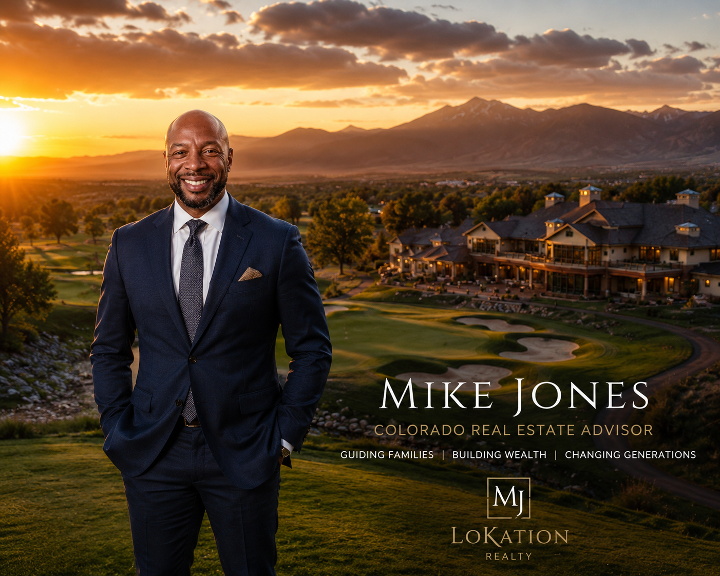 Mike Jones, Colorado Real Estate Advisor, overlooking Bear Dance Golf Course at sunrise
